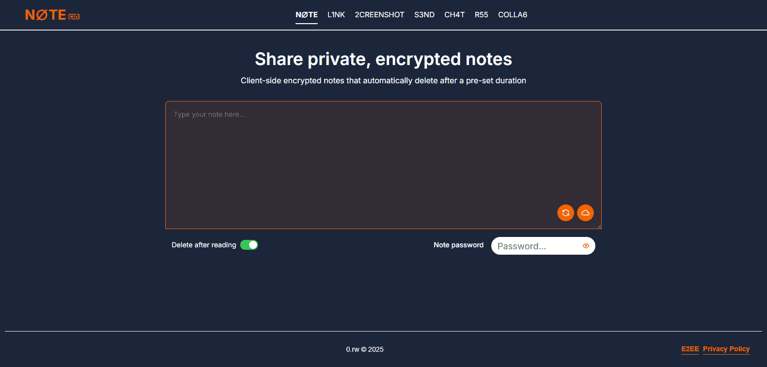 N∅TE - Private Encrypted Notes