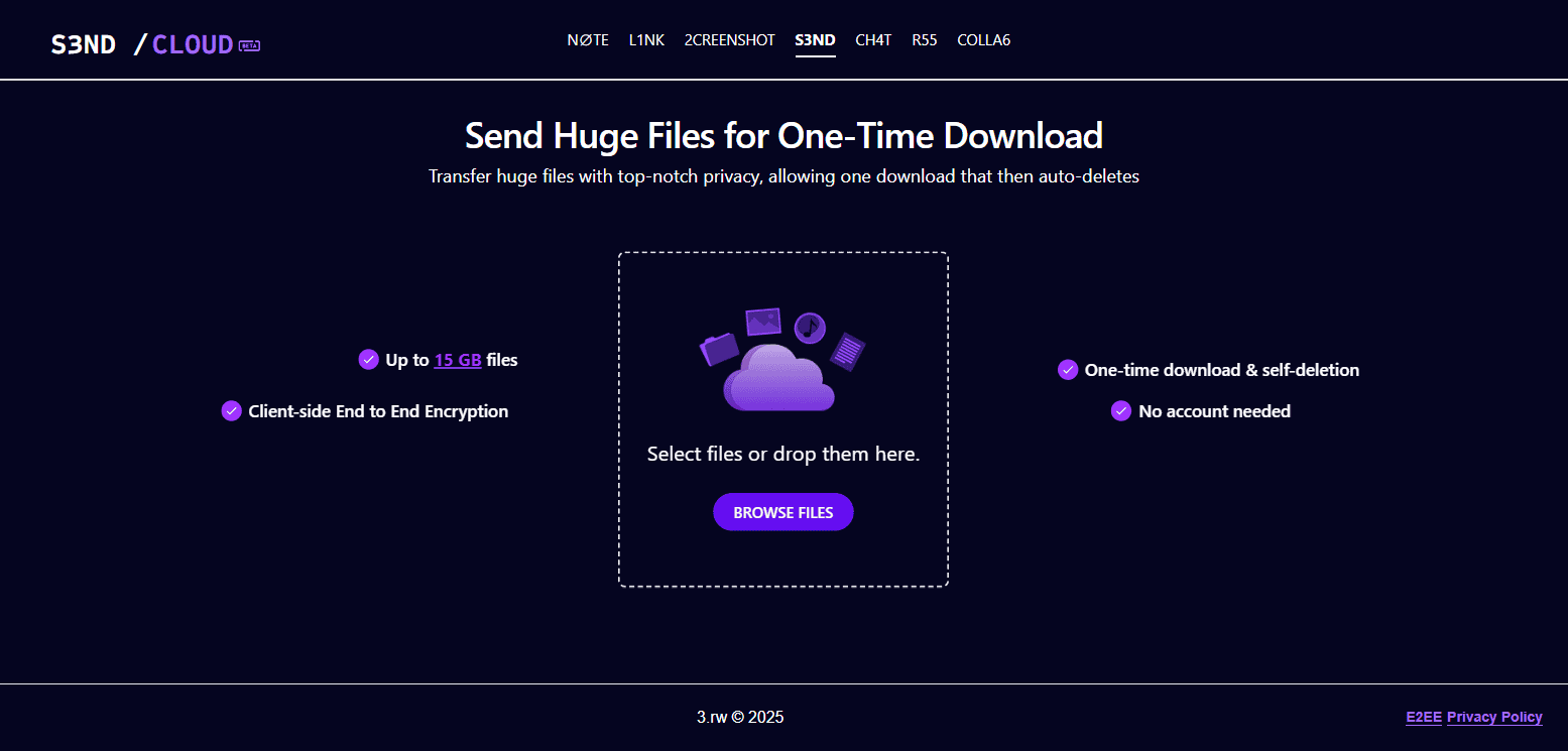 S3ND / CLOUD - Send Huge Files